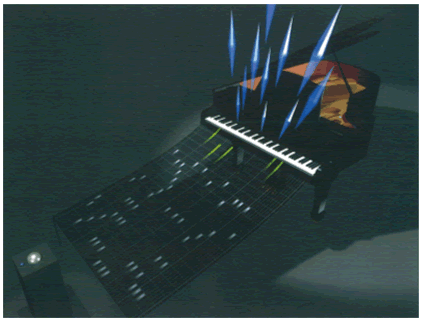 映像装置としてのピアノ（岩井 俊雄　1995）の画像