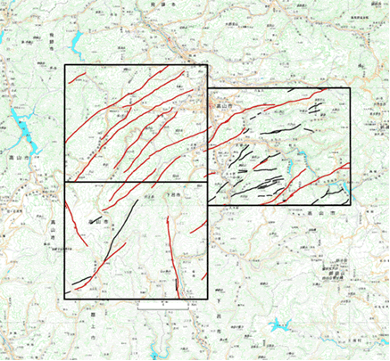図‐1　高山周辺の活断層「高山東部」「高山西部」「高山西南部」索引図