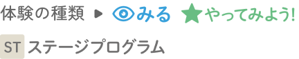 体験の種類→みる やってみよう ステージプログラム