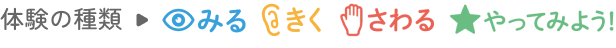 体験の種類→みる きく さわる やってみよう