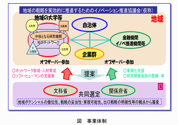 地域の戦略を実効的に推進するためのイノベーション推進協議会（仮称）事業体制