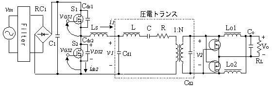 図8　圧電トランスを用いたAC‐DCコンバータの回路図