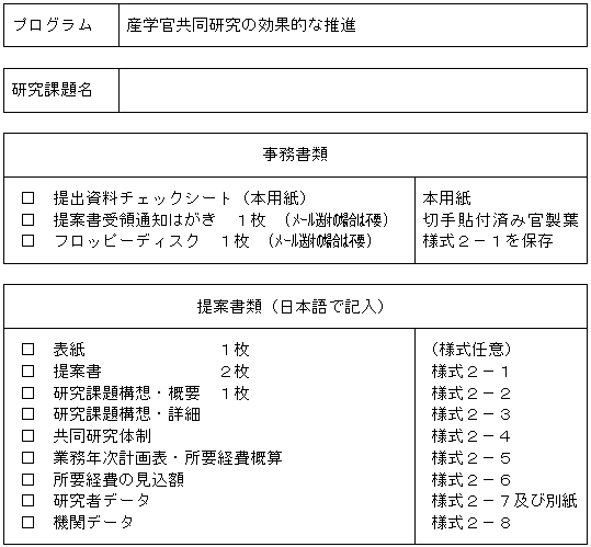 提出書類チェックシート