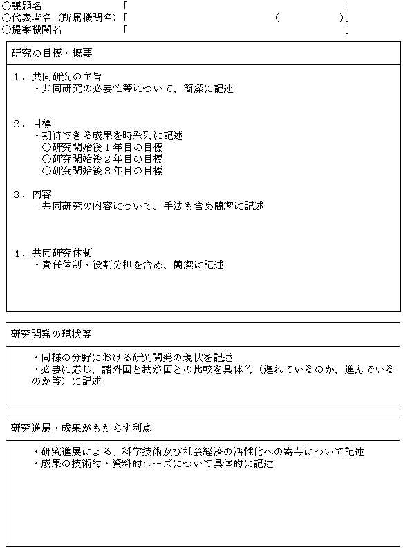 3．提案書類の様式　（2）産学官共同研究の効果的な推進