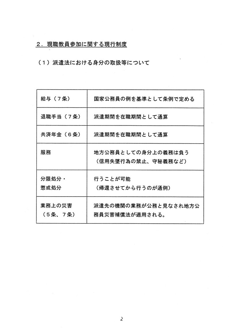 教員の青年海外協力隊への参加について
