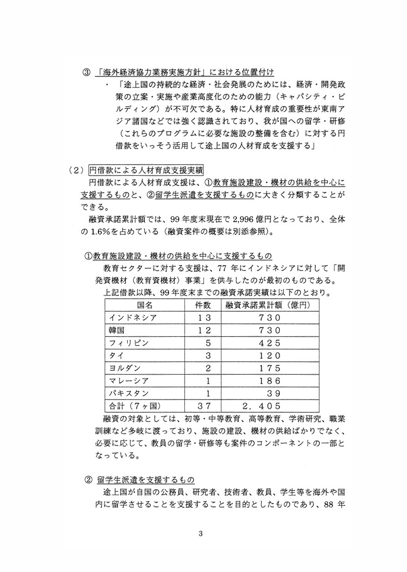円借款による人材育成支援について