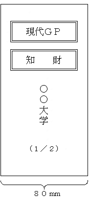 現代GP、テーマ略称、申請大学等名、分冊表記、横幅80ミリメートル