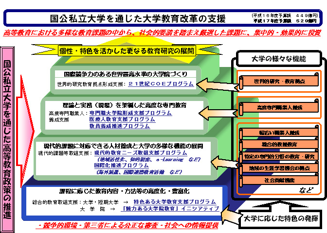 国公私立大学を通じた大学教育改革の支援の図