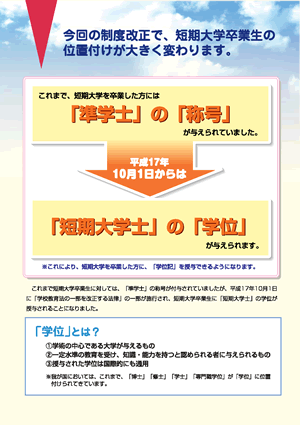 今回の制度改正で、短期大学卒業生の位置付けが大きく変わります。