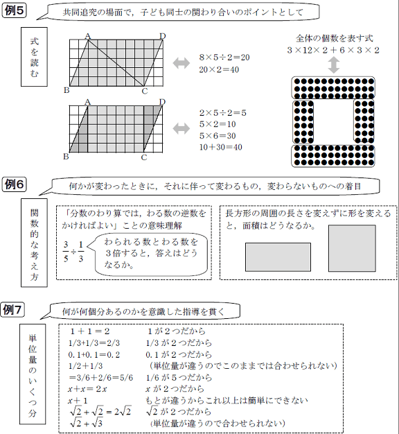 3．小・中学校を貫く考えに着目して，学習活動を充実する例