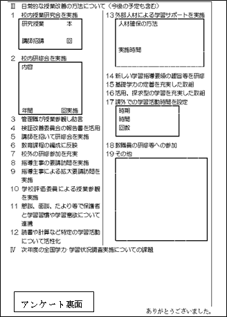 全国学力・学習状況調査に係る授業改善についてのアンケート