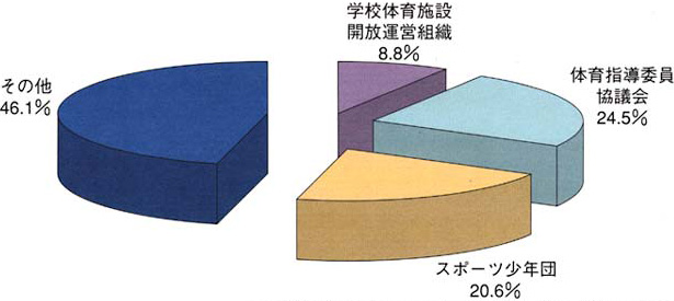 学校体育施設開放運営組織は8.8％、体育指導委員協議会は24.5％、スポーツ少年団は20.6％、その他は46.1％