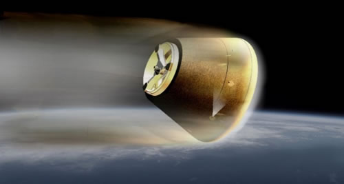 小型回収カプセルの大気圏再突入（イメージ）