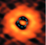 アルマ望遠鏡捉えた，うみへび座TW星（175光年）を取り巻く塵の円盤（提供：ALMA（ESO／NAOJ／NRAO））