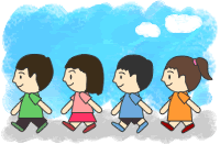 見学する子どもたちのイラスト