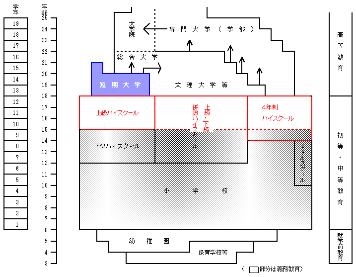 アメリカ合衆国の学校系統図