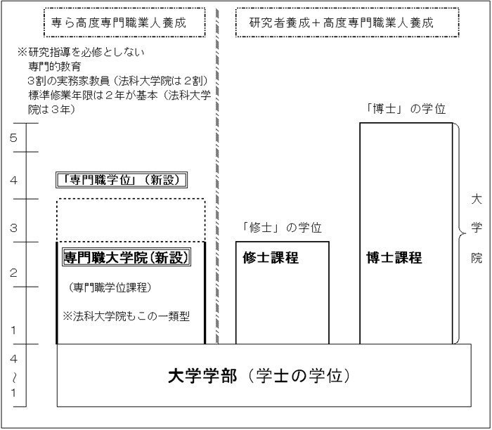 専門職大学院制度の概要の図（改正後）