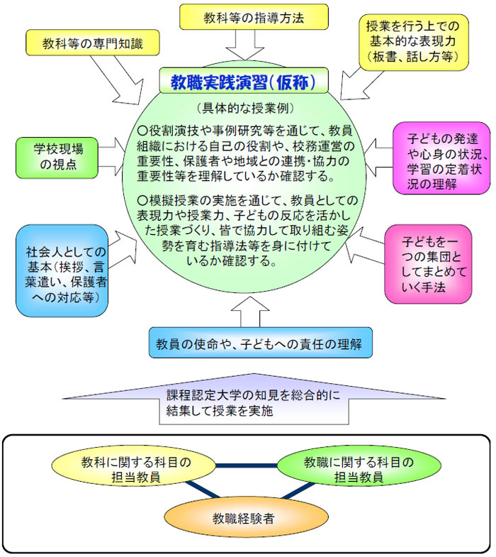 教職実践演習（仮称）の具体的展開例の図