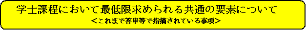 学士課程において最低限求められる共通の要素について＜これまで答申等で指摘されている事項＞