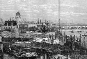 ヴィクトリア・エンバンクメント建設中風景の写真