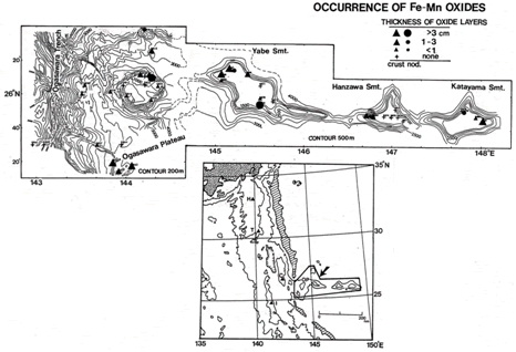 図4‐1‐4　小笠原海台とそこに産する富コバルトクラストの分布