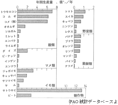 図3　2004年度における世界の作物生産