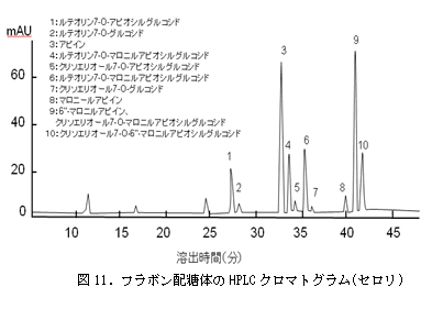 図11．フラボン配糖体のHPLCクロマトグラム（セロリ）