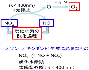 図10　大気中の炭化水素の酸化過程は窒素酸化物の介在によりオゾンを生成する