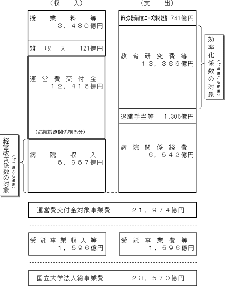 国立大学法人の収支構造の図