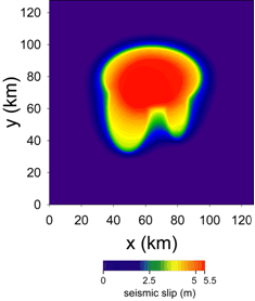 図3．EQ2の地震性すべり分布．