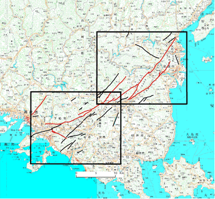 図‐2　岩国断層帯とその周辺「岩国」「下松」索引図