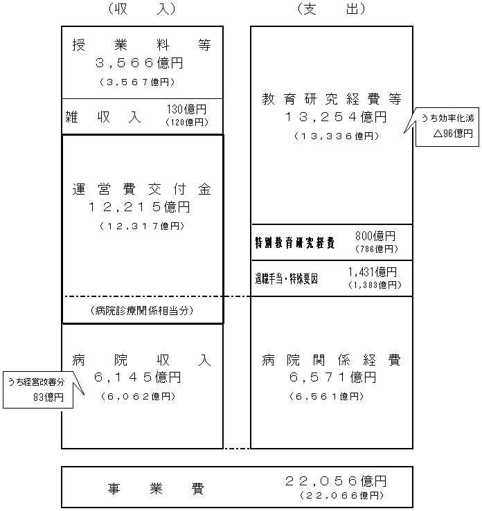 平成18年度国立大学法人予算予定額の概要（大学共同利用機関法人を含む91法人）