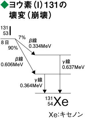 ヨウ素（I）131の壊変（崩壊）