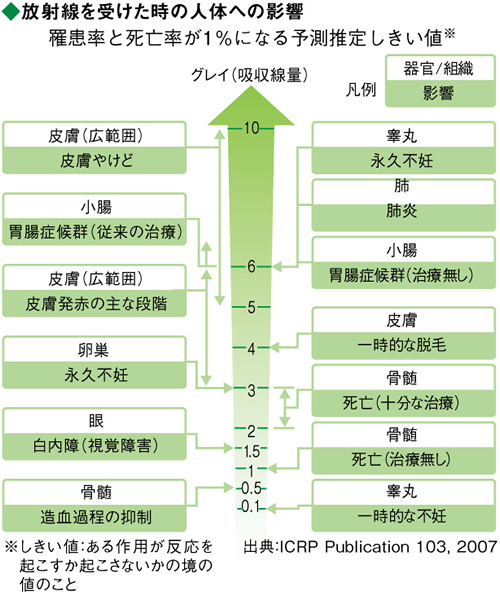 放射線を受けた時の人体への影響