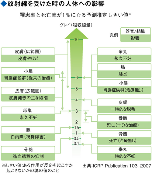 放射線を受けた時の人体への影響