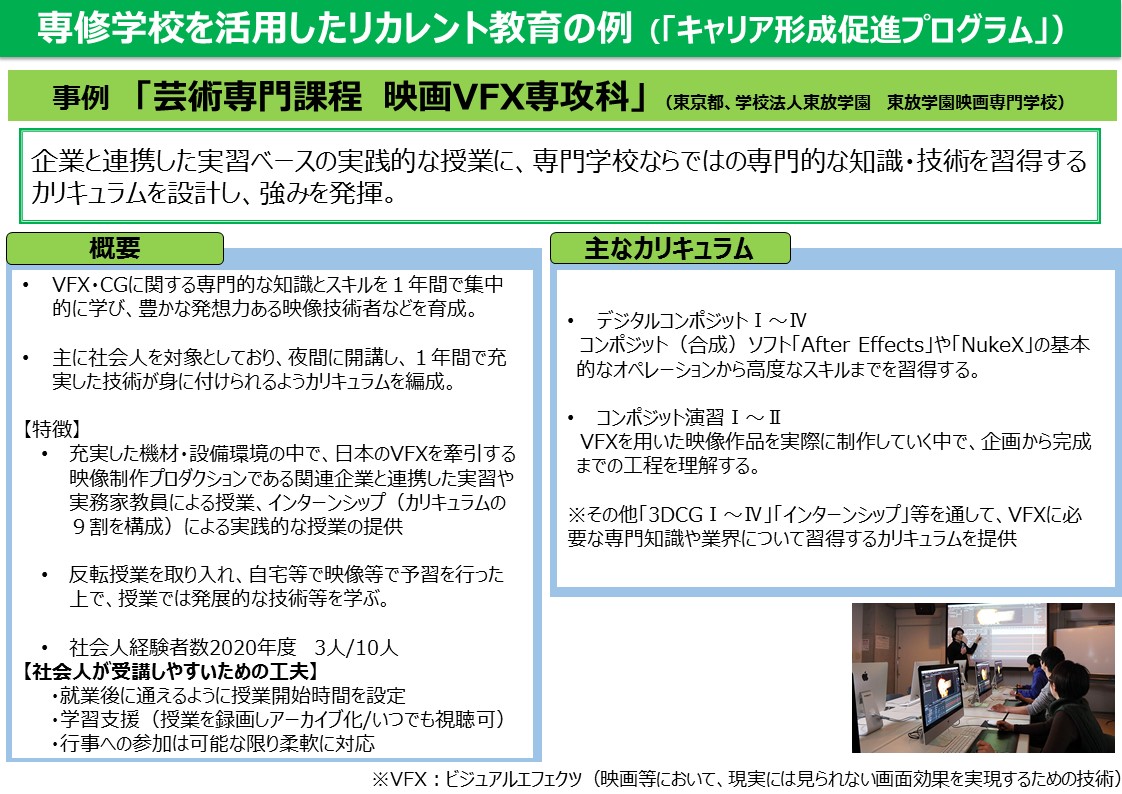 学校法人東放学園 東放学園映像専門学校、芸術専門課程 映画VFX専攻科の事例を紹介しています。