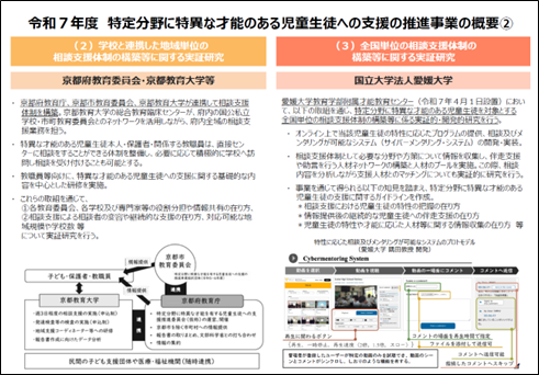 特定分野に特異な才能のある児童生徒への支援の推進事業