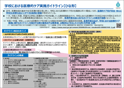 学校における医療的ケア実施ガイドライン【ひな形】（概要）