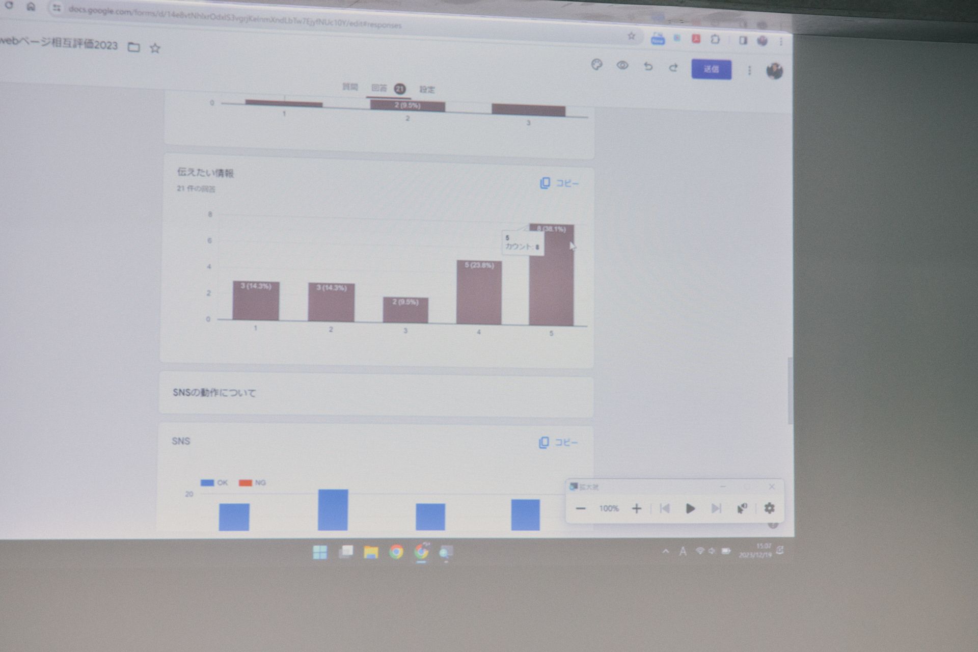 伝えたい情報がちゃんと伝えられているかも問われる相互評価。結果はすぐに生徒全員で共有・確認できる