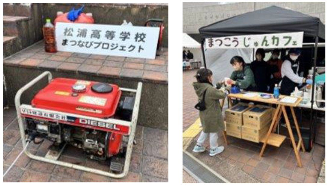 アジフライの廃油をリサイクルし、「松浦こども博」でカフェを運営(提供:長崎県立松浦高等学校)