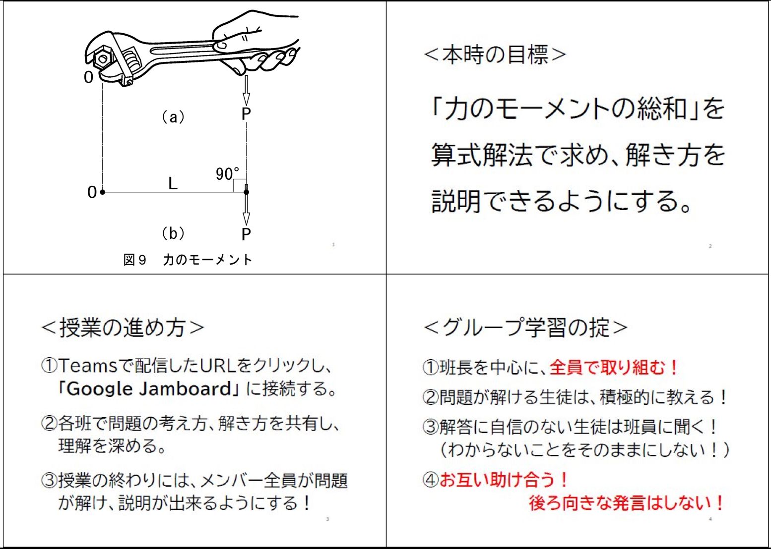 授業の冒頭で、生徒に伝えている資料(提供:山梨県立甲府工業高等学校)