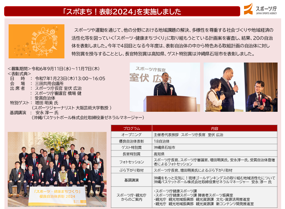「スポまち！表彰2024」を実施しました